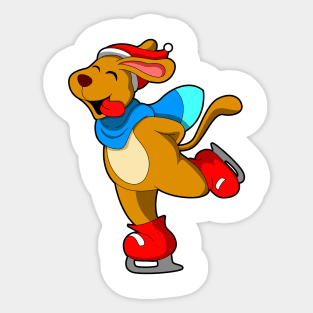 Dog at Ice skating with Ice skates Sticker